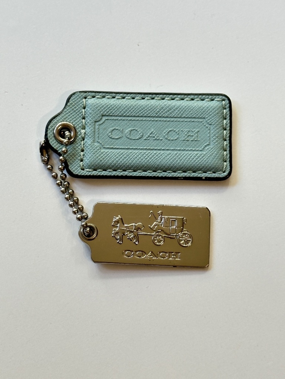Coach Mint Blue Leather and Silver Hardware Hangtag